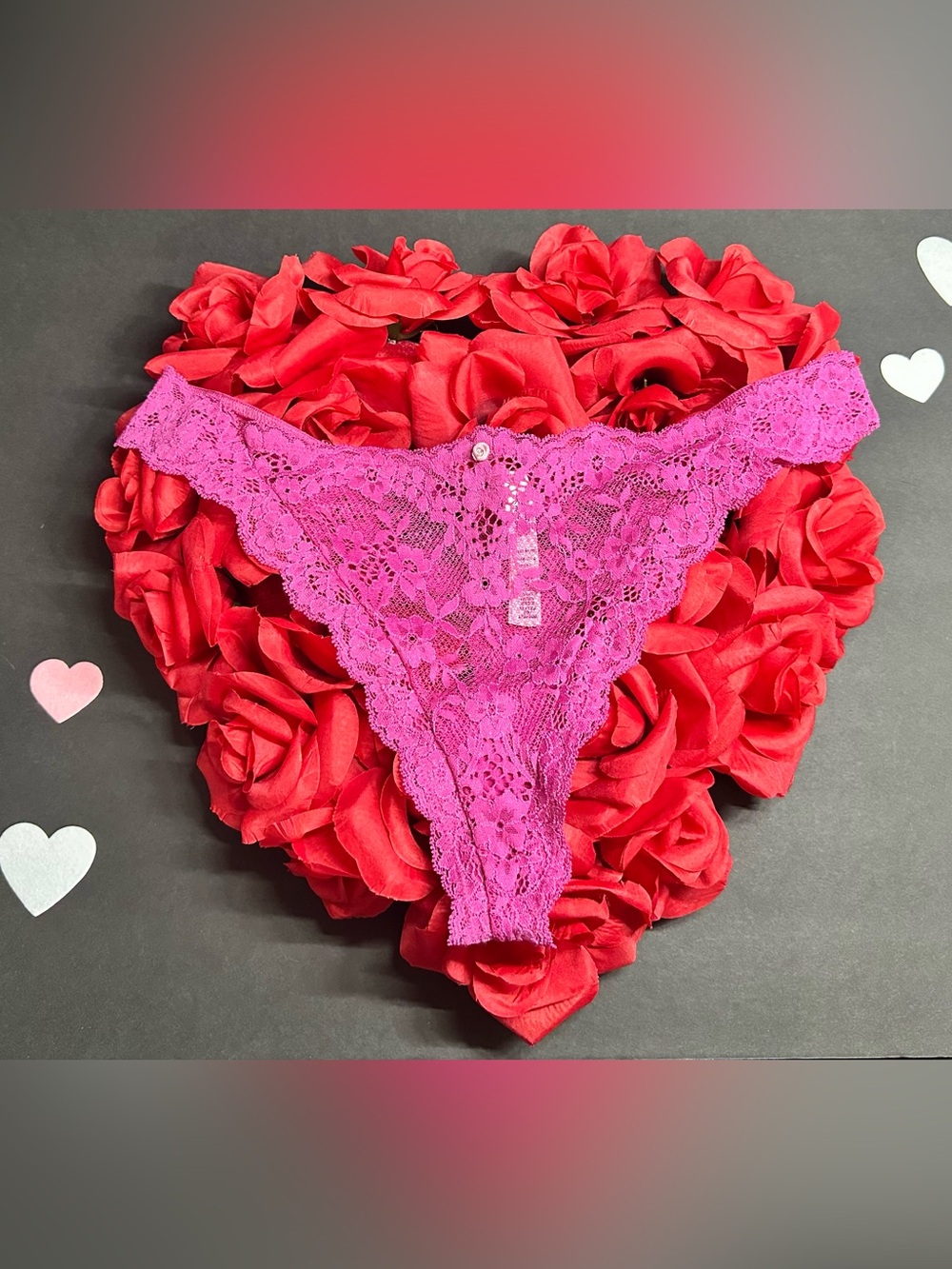 Victoria's Secret Hot Pink Lace Thong